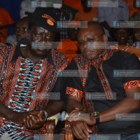 Raila Odinga share a word with Kilifi Governor Amason Kingi
