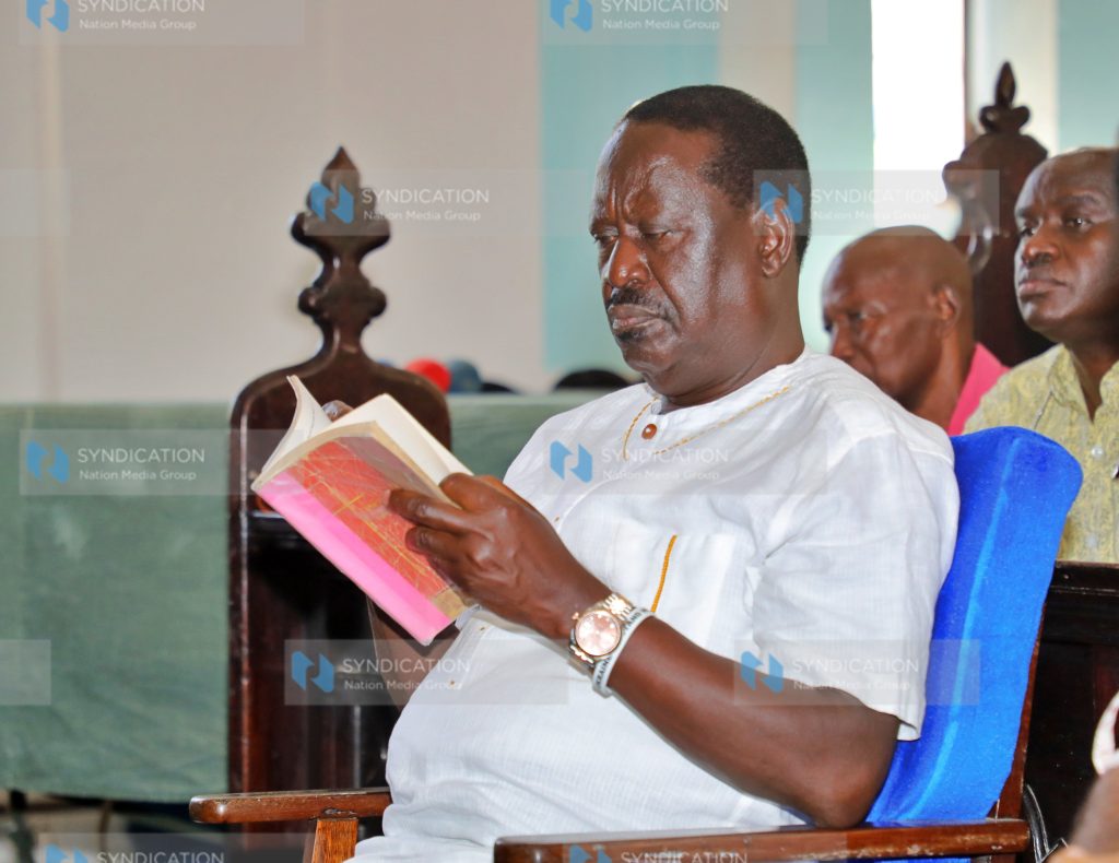 ODM leader Raila Odinga attends a Sunday service
