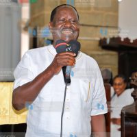 ODM Party leader Raila Odinga addresses congregants