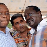 CORD leader Raila Odinga with Kilifi Senator Stewart Madzayo