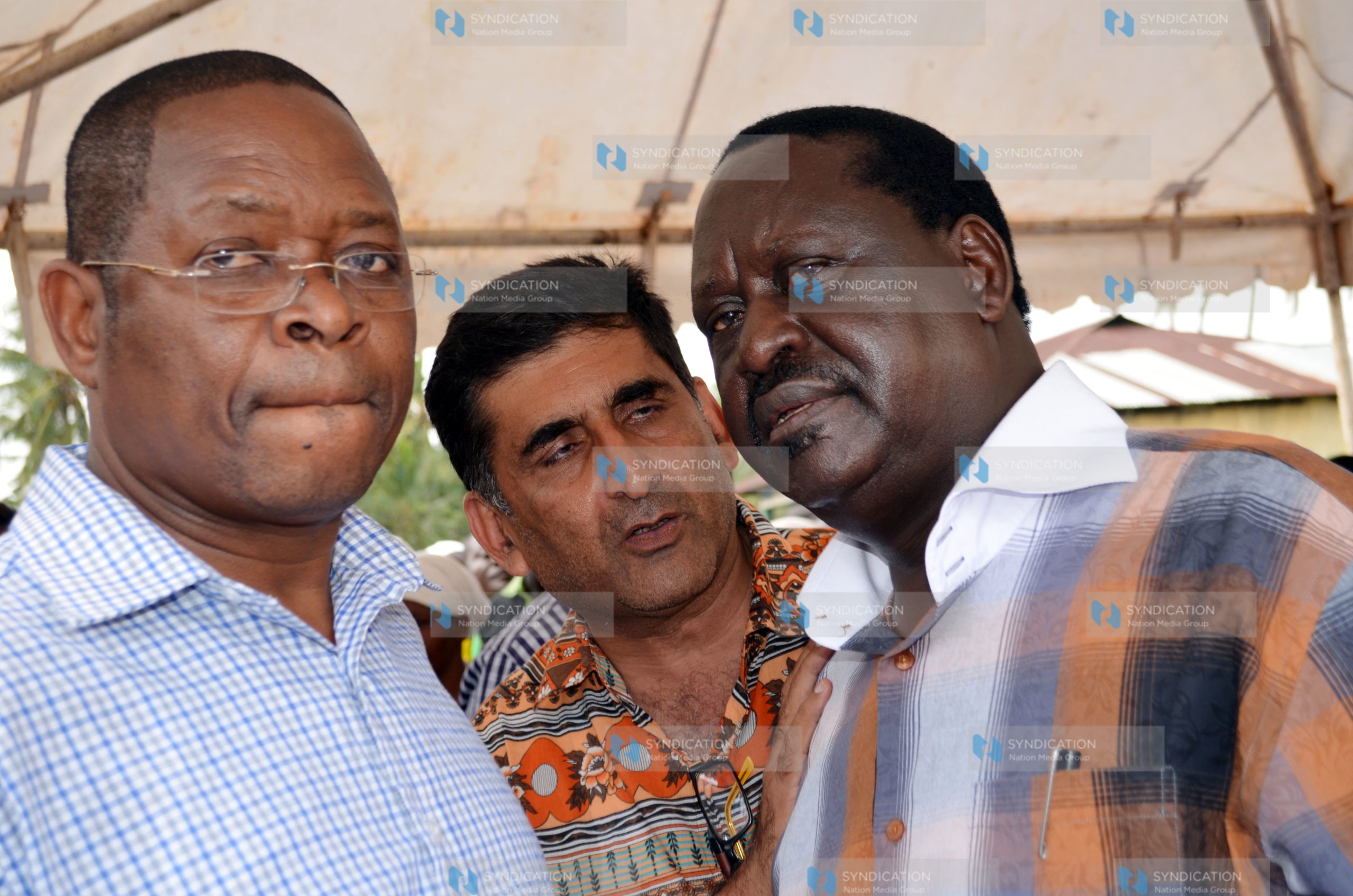 CORD leader Raila Odinga with Kilifi Senator Stewart Madzayo