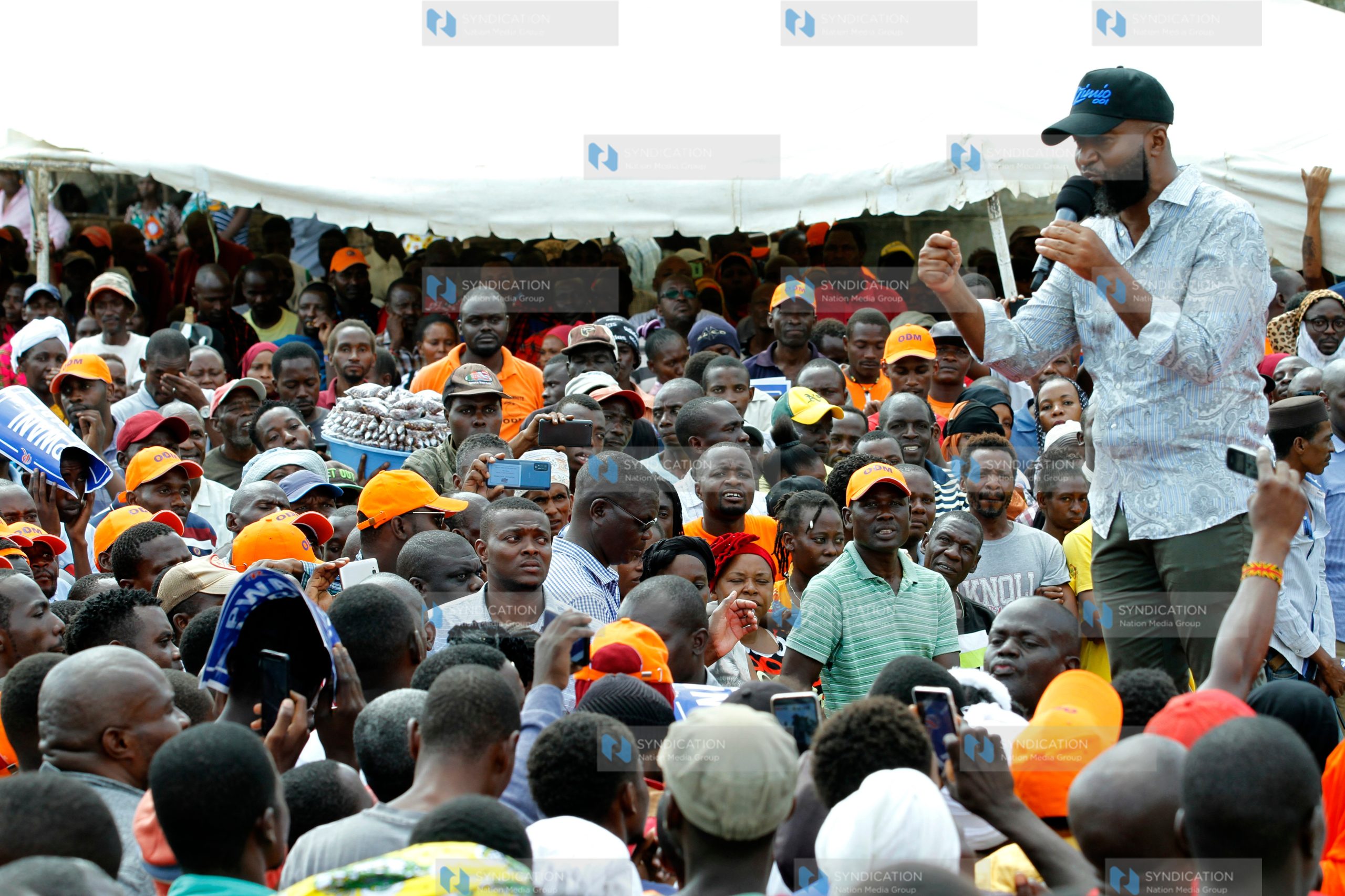 Hassan Joho addressing during a Public Rally at Msabaha area in Malindi