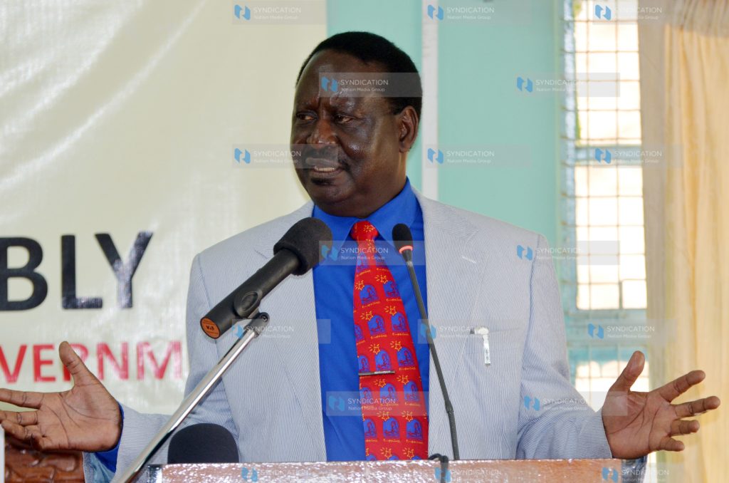 Former Prime Minister Raila Odinga addresses a County Assembly