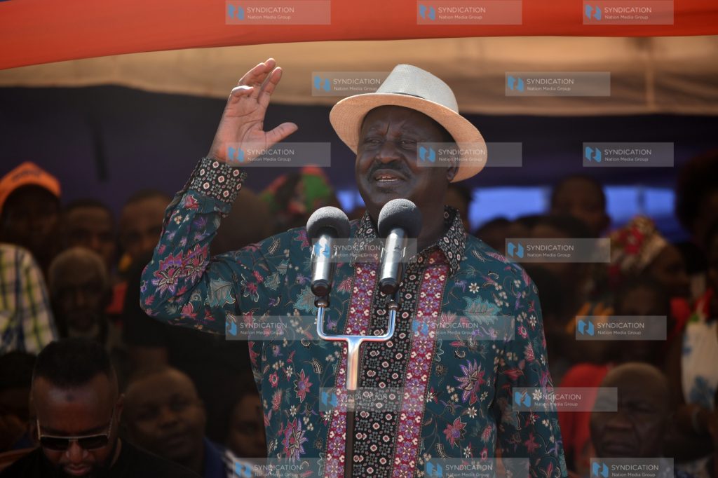 ODM leader Raila Odinga addressed mourners at Pendukiani area