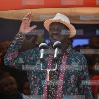 ODM leader Raila Odinga addressed mourners at Pendukiani area