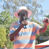 Raila Odinga addresses residents during a rally at Matuga Girls High School