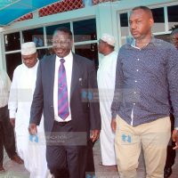 Raila Odinga arrives at Moi International Airport in Mombasa