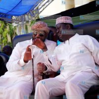 Raila Odinga together with Mombasa governor Hassan Ali Joho