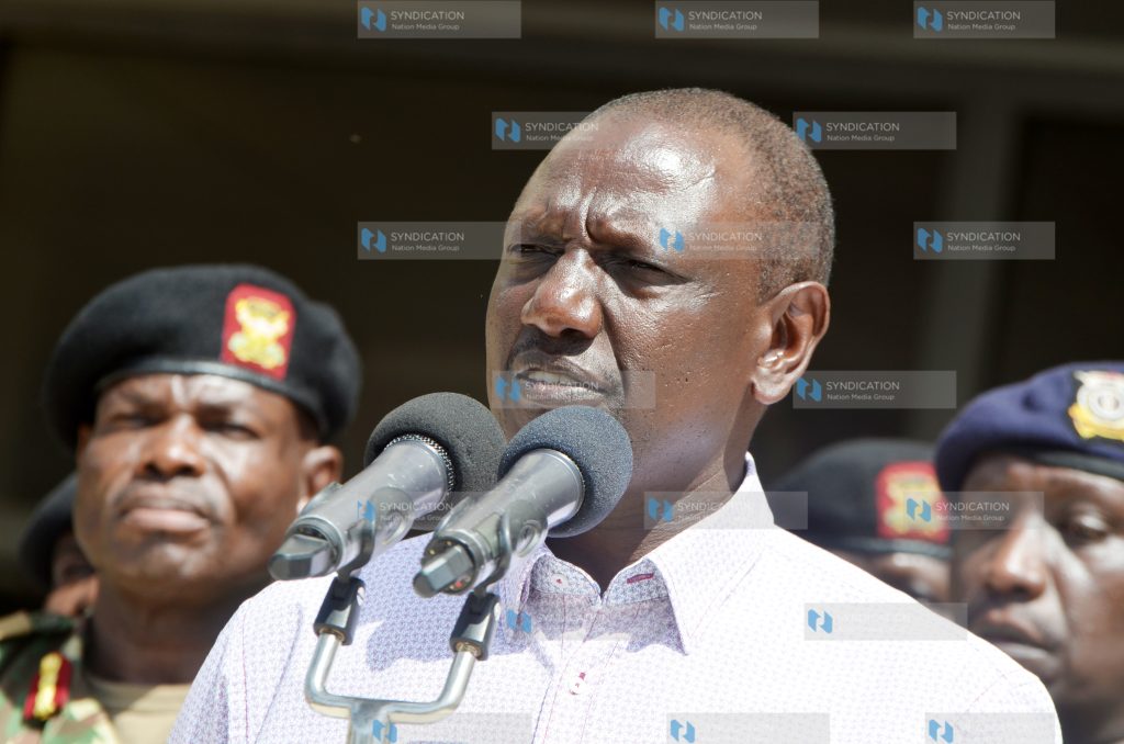 William Ruto addresses the press after a security meeting