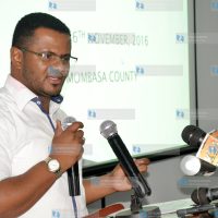Mombasa County Senator Hassan Omar addressing during a training