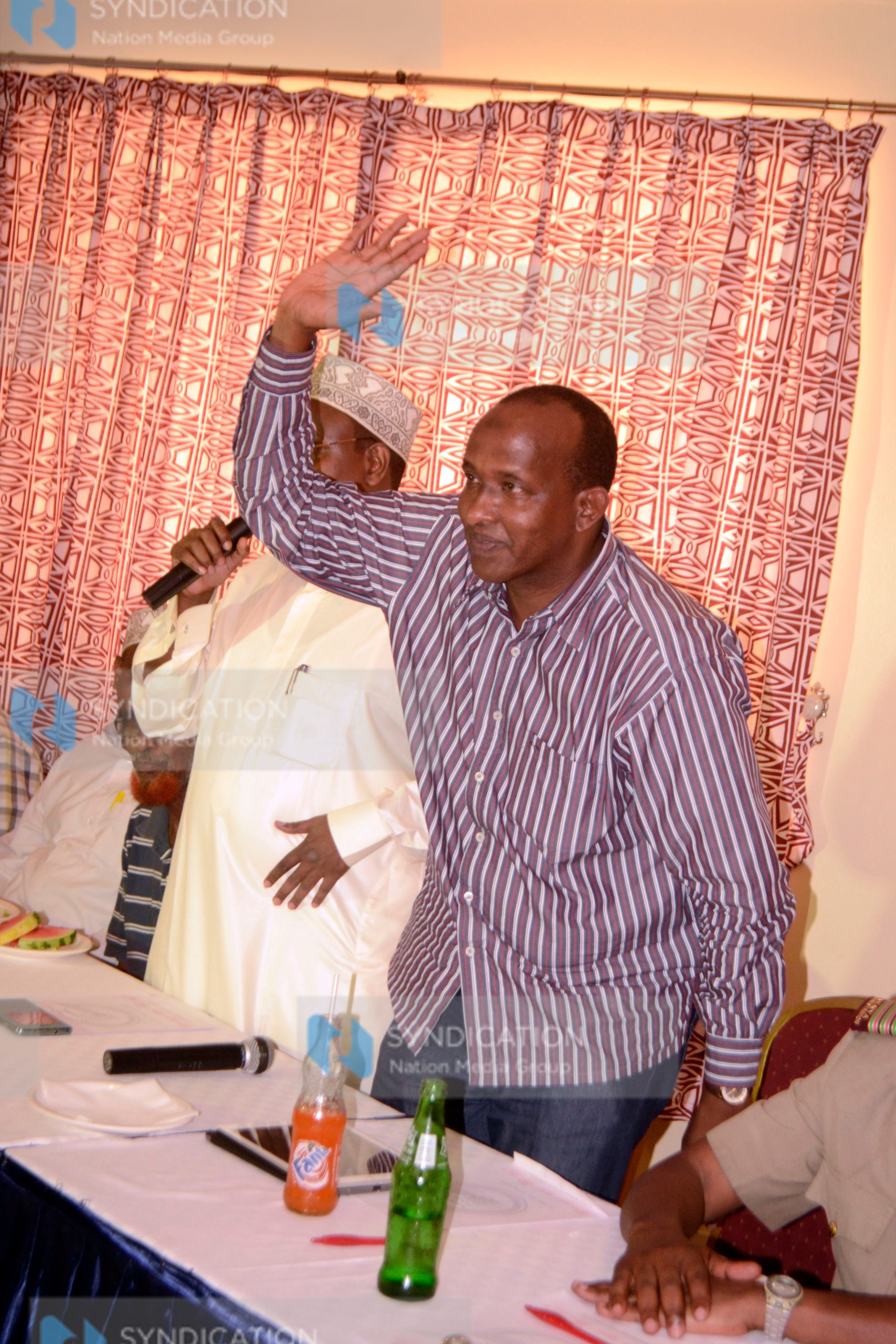 Aden Duale during a Somali community meeting