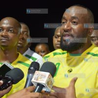 Inspection of the newly built 3, 000 capacity Bomu stadium