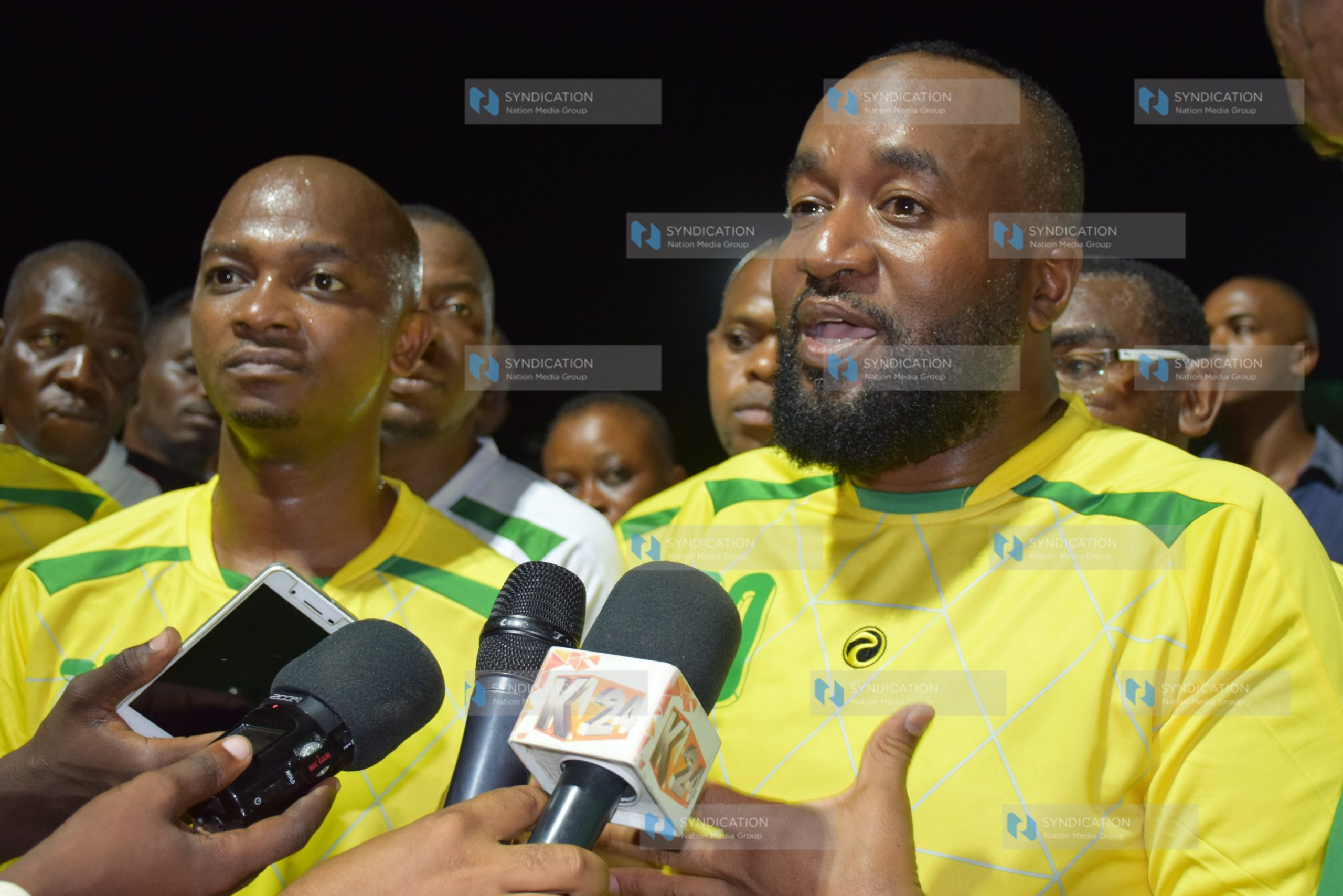 Inspection of the newly built 3, 000 capacity Bomu stadium