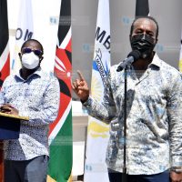 Council of Governors Chair Martin Wambora with Mombasa Governor Hassan Joho