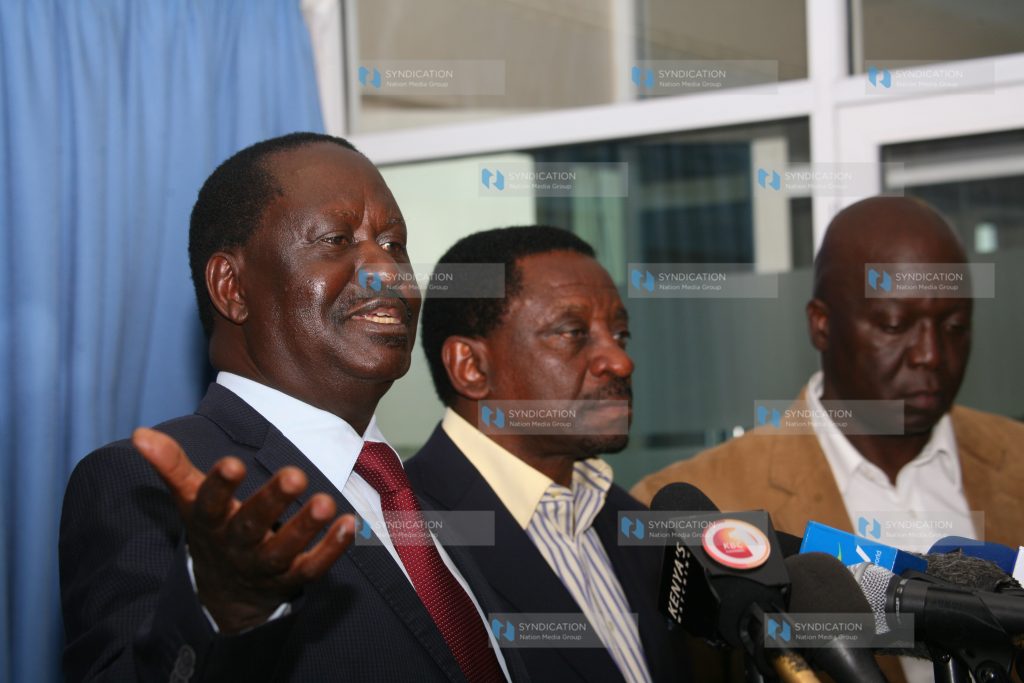 CORD leader Raila Odinga with Siaya Senator James Orengo