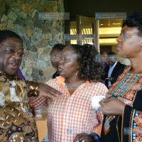 Senator Amos Wako with Millie Odhiambo and Elizabeth Ongoro