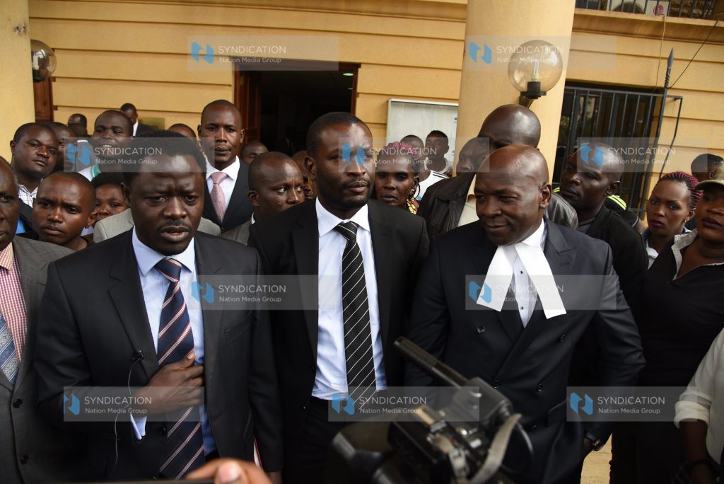 Lawyers Peter Kaluma, Edwin Sifuna and Cliff Ombeta