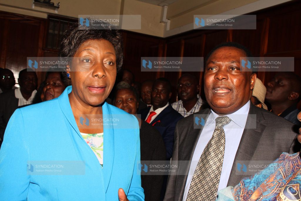 Kitui Governor Charity Ngilu with her lawyer Kioko Kilukumi