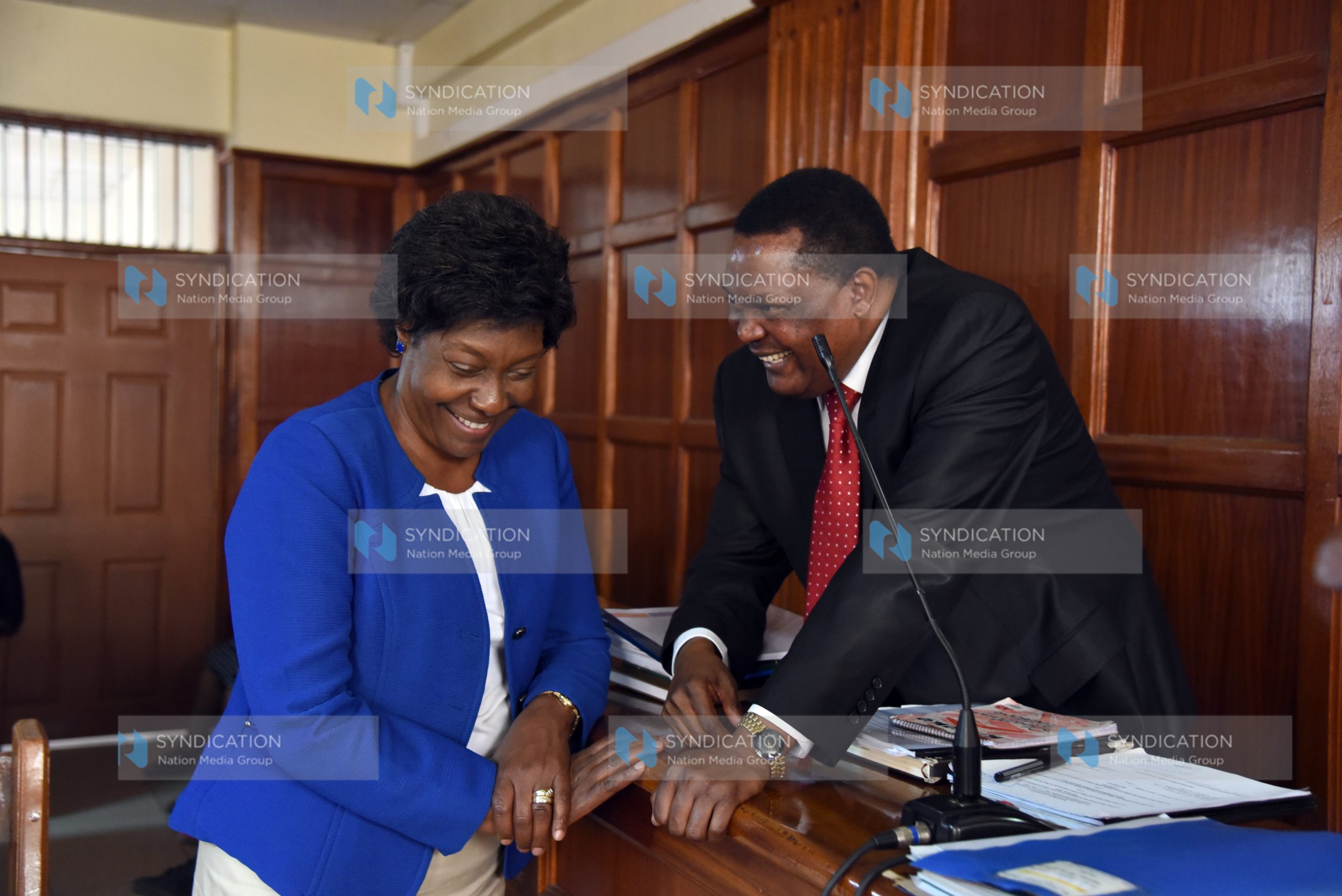 Kitui Governor Charity Ngilu with her lawyer Kioko Kilukumi