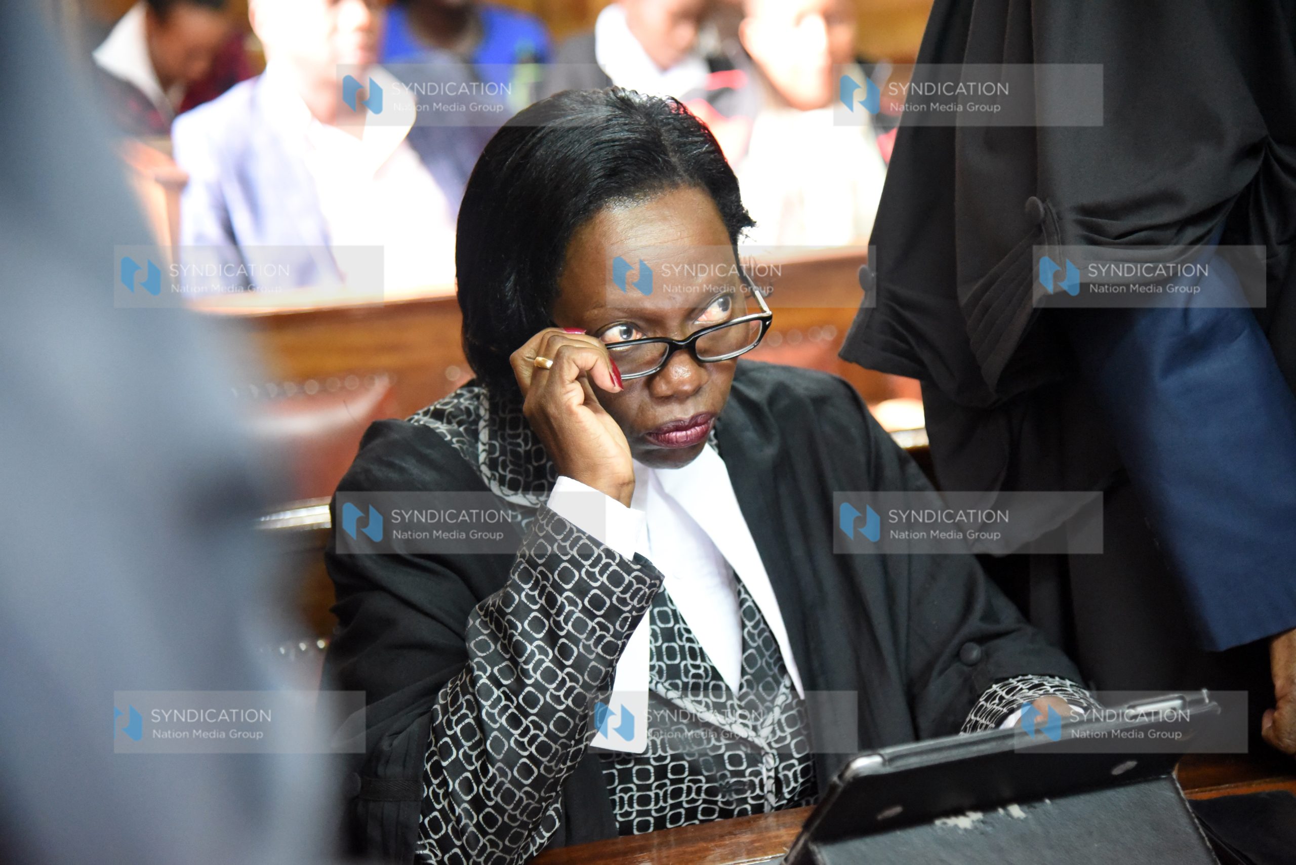 Martha Karua follows proceedings at the Court of Appeal