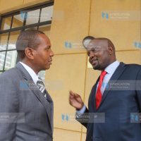 Gatundu South MP Moses Kuria consults with his lawyer Danson Mungatana