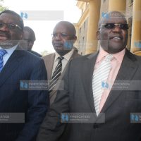 Machakos Senator Johnson Muthama and his lawyer James Orengo