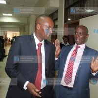 Former Lands Minister Amos Kimunya with his lawyer Mwaniki Gachoka