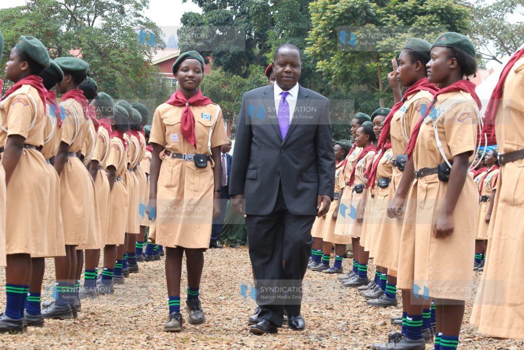 Education cabinet secretary Dr. Fred Matiang’i inspects a guard of honor