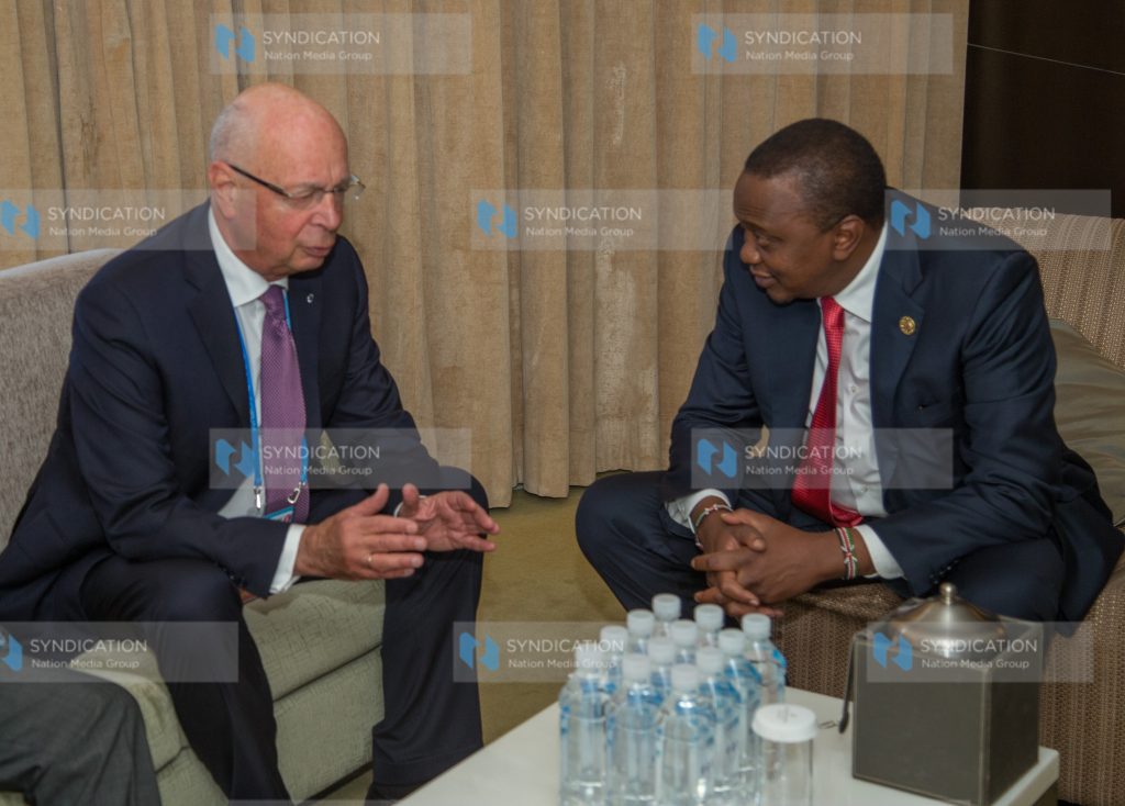 President Uhuru Kenyatta with Prof Klaus Schwab