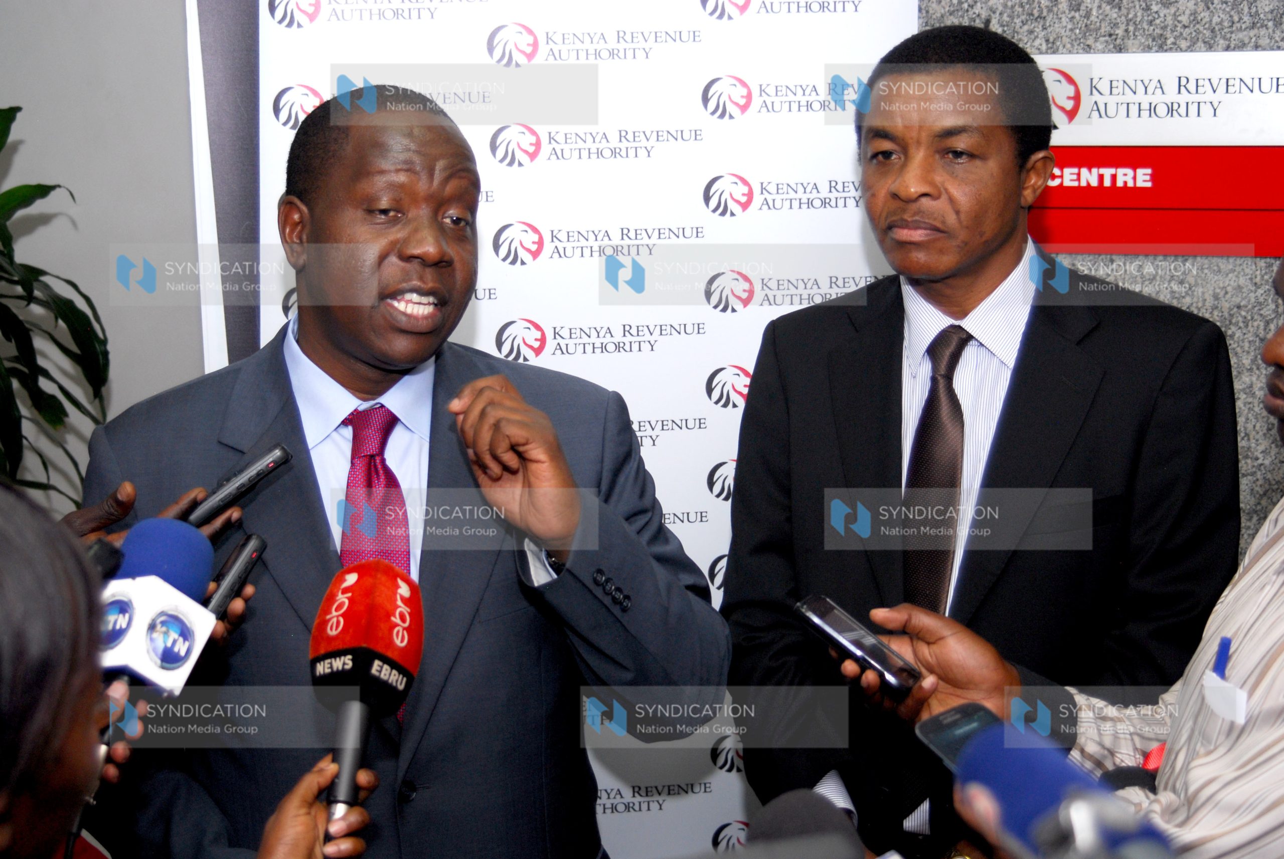 ICT Cabinet Secretary Fred Matiang’i and KRA Commissioner General John Njiraini