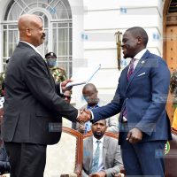 Johnson Sakaja during the handover held outside City Hall