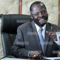 Minister for Medical Services Prof Anyang’ Nyong’o addresses a press briefing