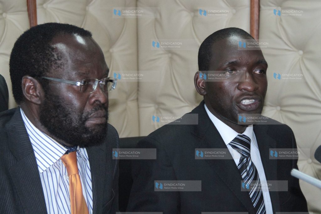 Prof. Anyang’ Nyong’o (left) meets with Kenya Medical Practitioners and Dentists Union (KMPDU) Chairman