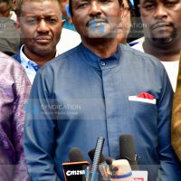 Wiper Party Leader Kalonzo Musyoka briefs media outside the Karen Hospital