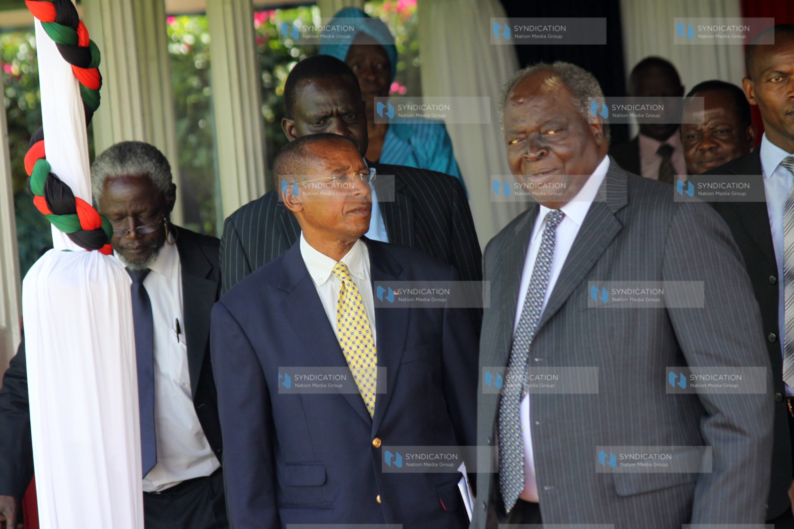 President Mwai Kibaki (right) with Minister for Education Mutula Kilonzo