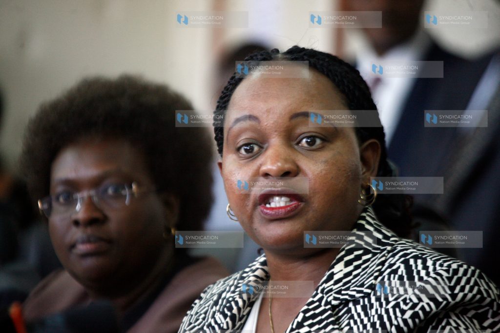 Devolution and Planning Cabinet Secretary Anne Waiguru (right)