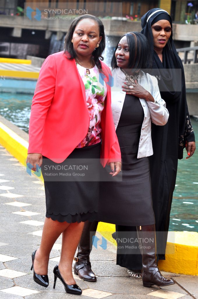 Devolution Cabinet Secretary Anne Waiguru (Left)