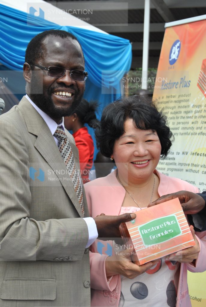 Minister for Medical Services Prof Anyang’ Nyong’o (left)