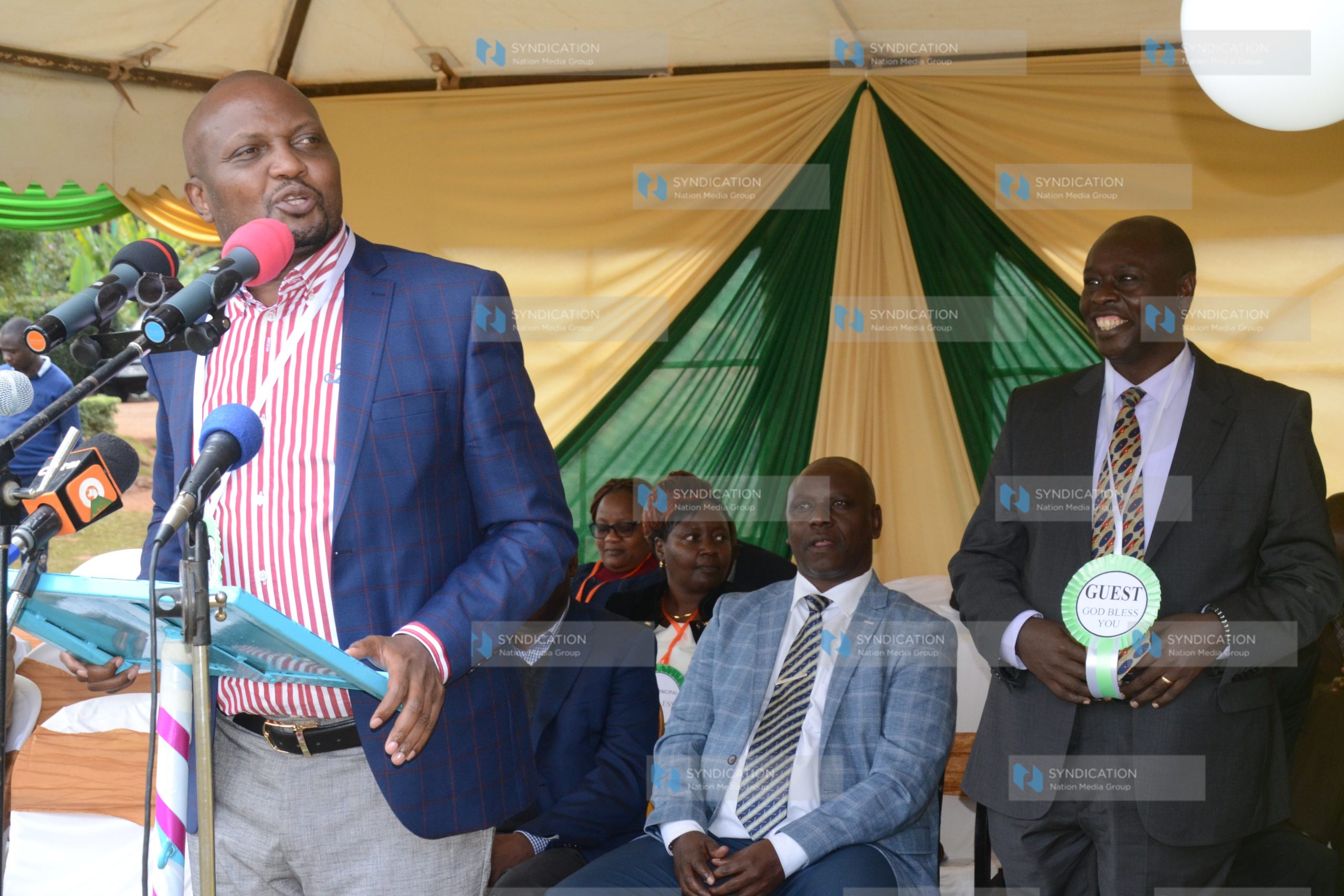 Gatundu South MP Moses Kuria speaks at Bishop Gatimu Ngandu Girls