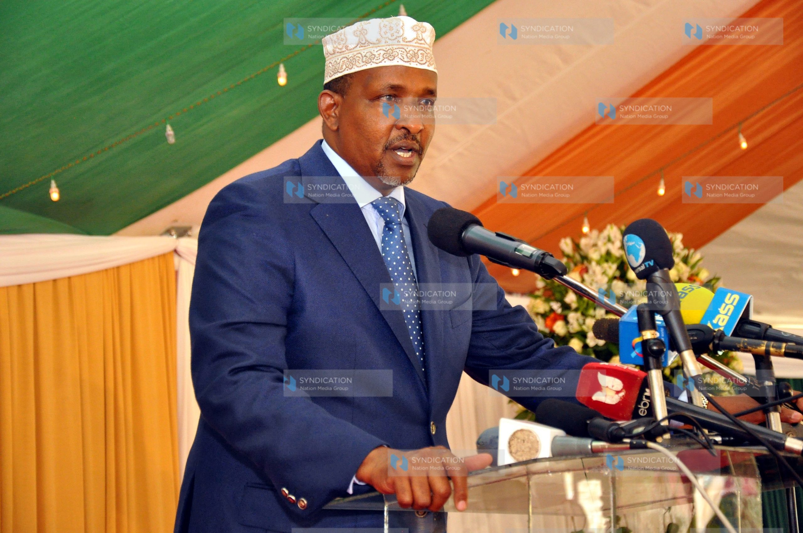 Aden Duale addresses guests during the 23rd Annual prize Giving Day