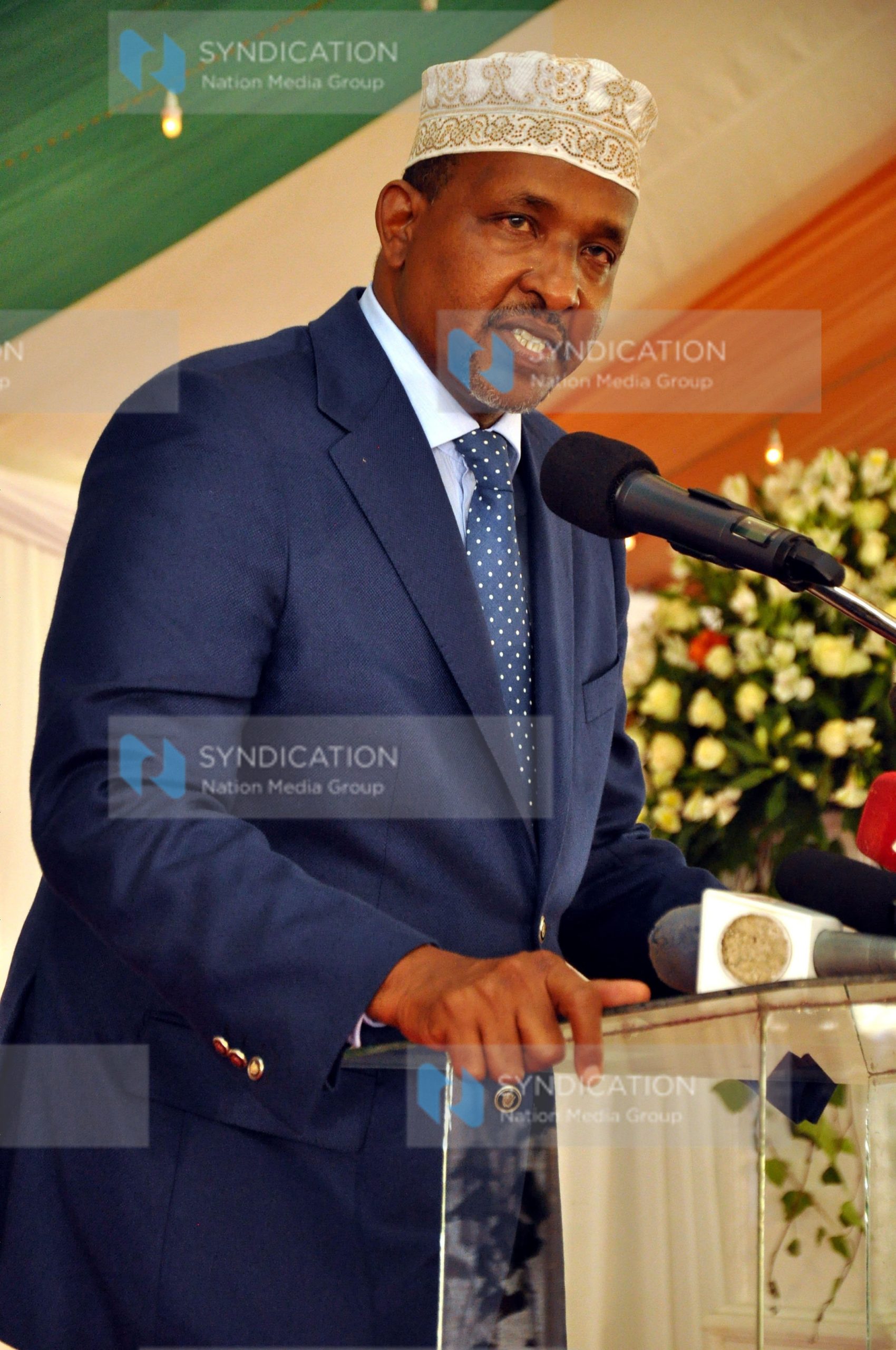 Aden Duale addresses guests during the 23rd Annual prize Giving Day