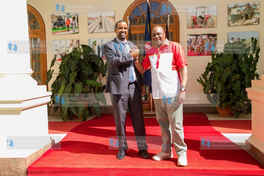 Jubilee Party candidate for Wajir West by-election Ahmed Kolosh (right)