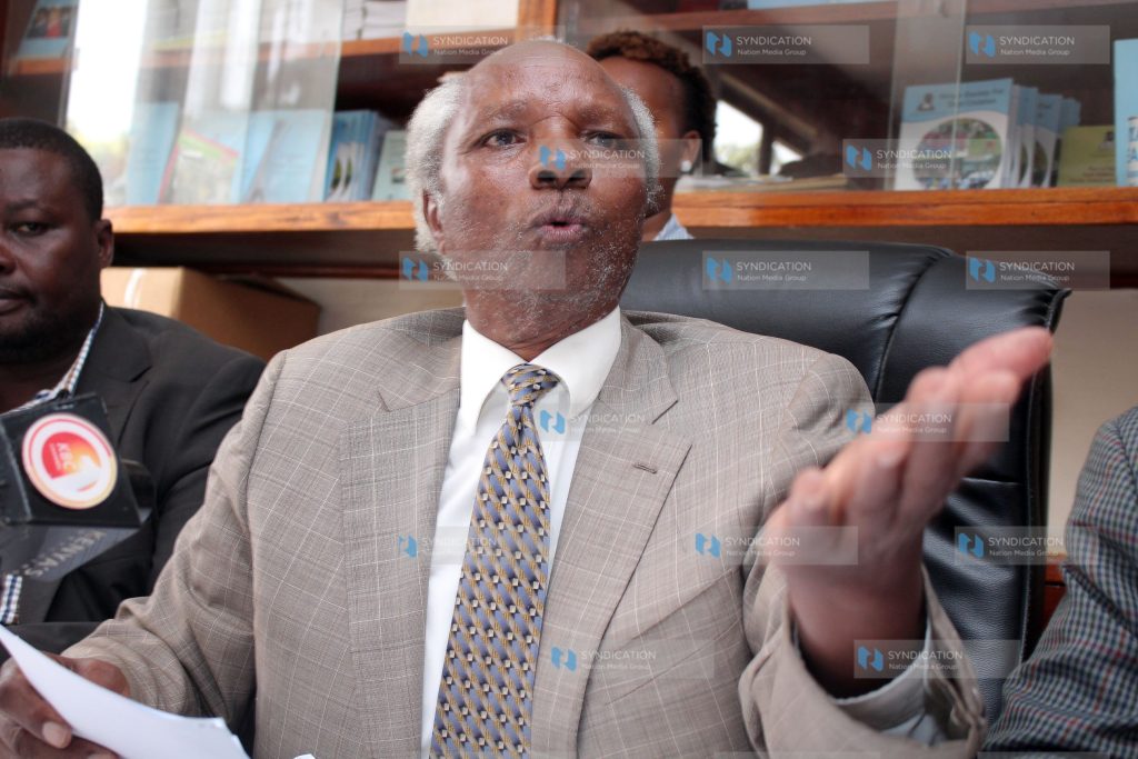 The Kenya society for the deaf children national chairman Francis Nganga addressing the media