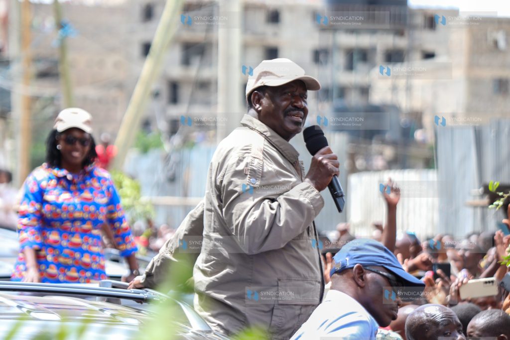 Opposition leader Raila Odinga addresses his supporters