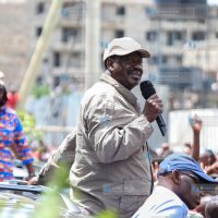 Opposition leader Raila Odinga addresses his supporters
