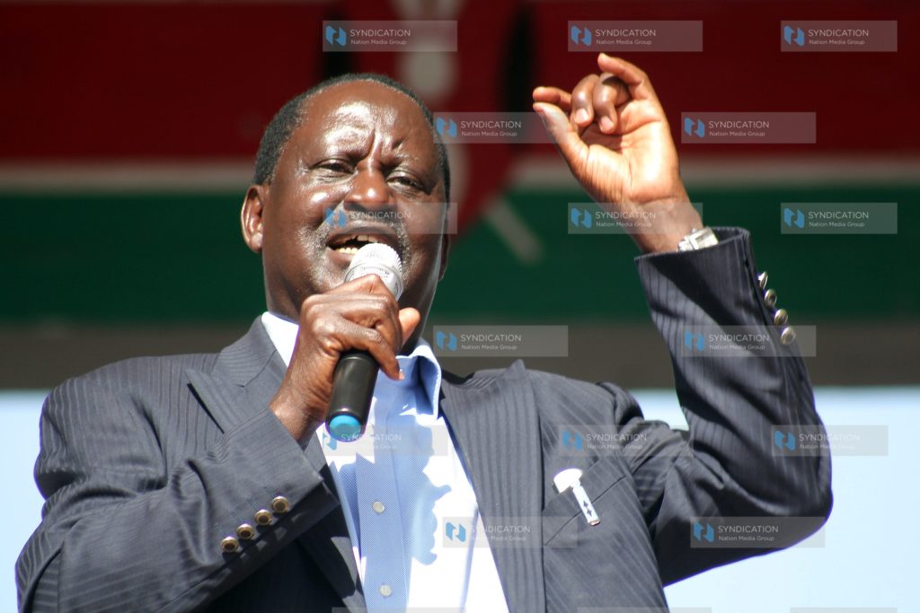 Opposition leader Raila Amollo Odinga addresses doctors