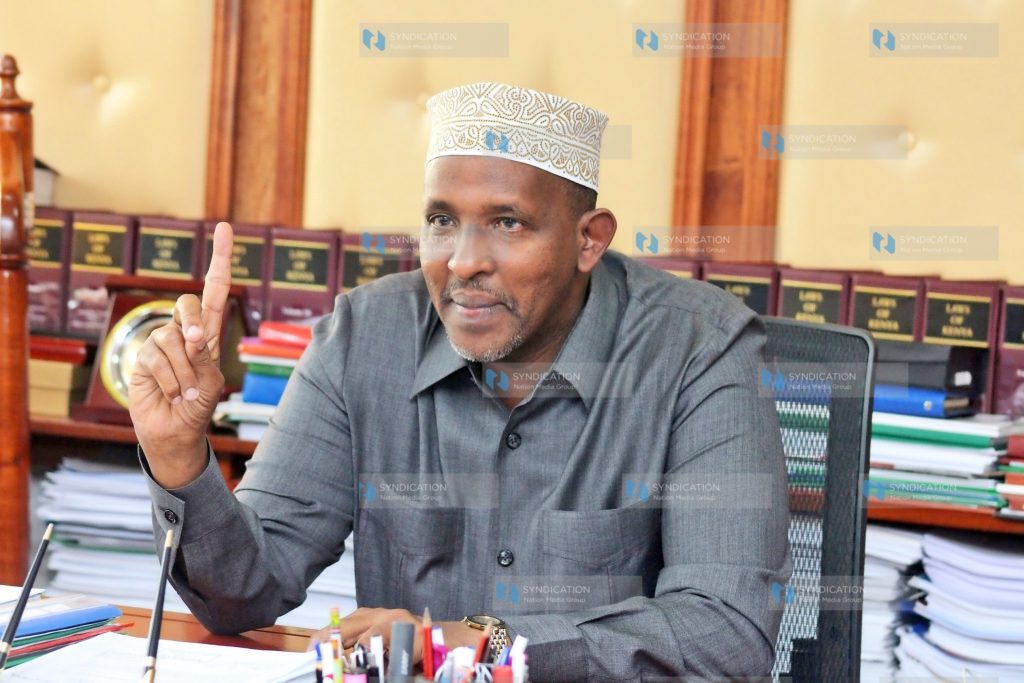 Aden Duale addressing the media