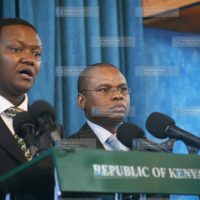 Amason Kingi addresses a media briefing