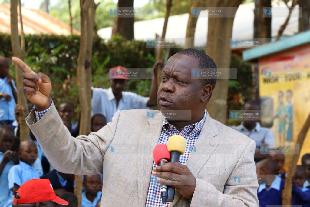 Dr. Fred Matiang’i addressing students of Nyaura secondary