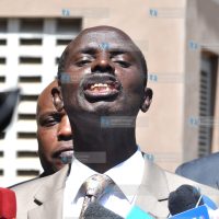 KNUT Secretary General Wilson Sossion addressing journalists